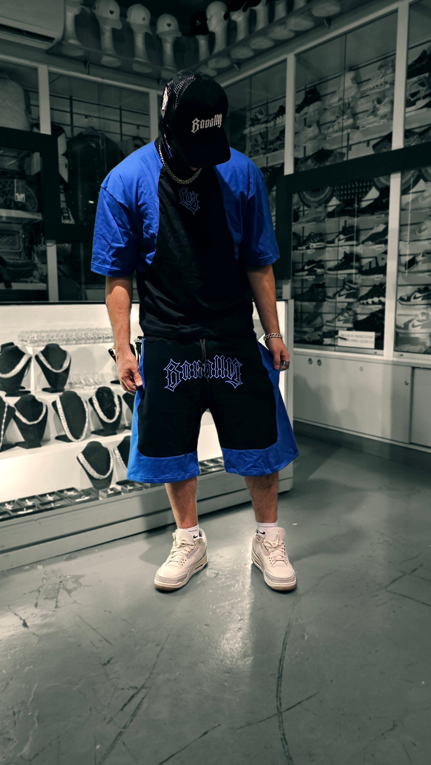 Short BANALLY Combinado - Azul y Negro