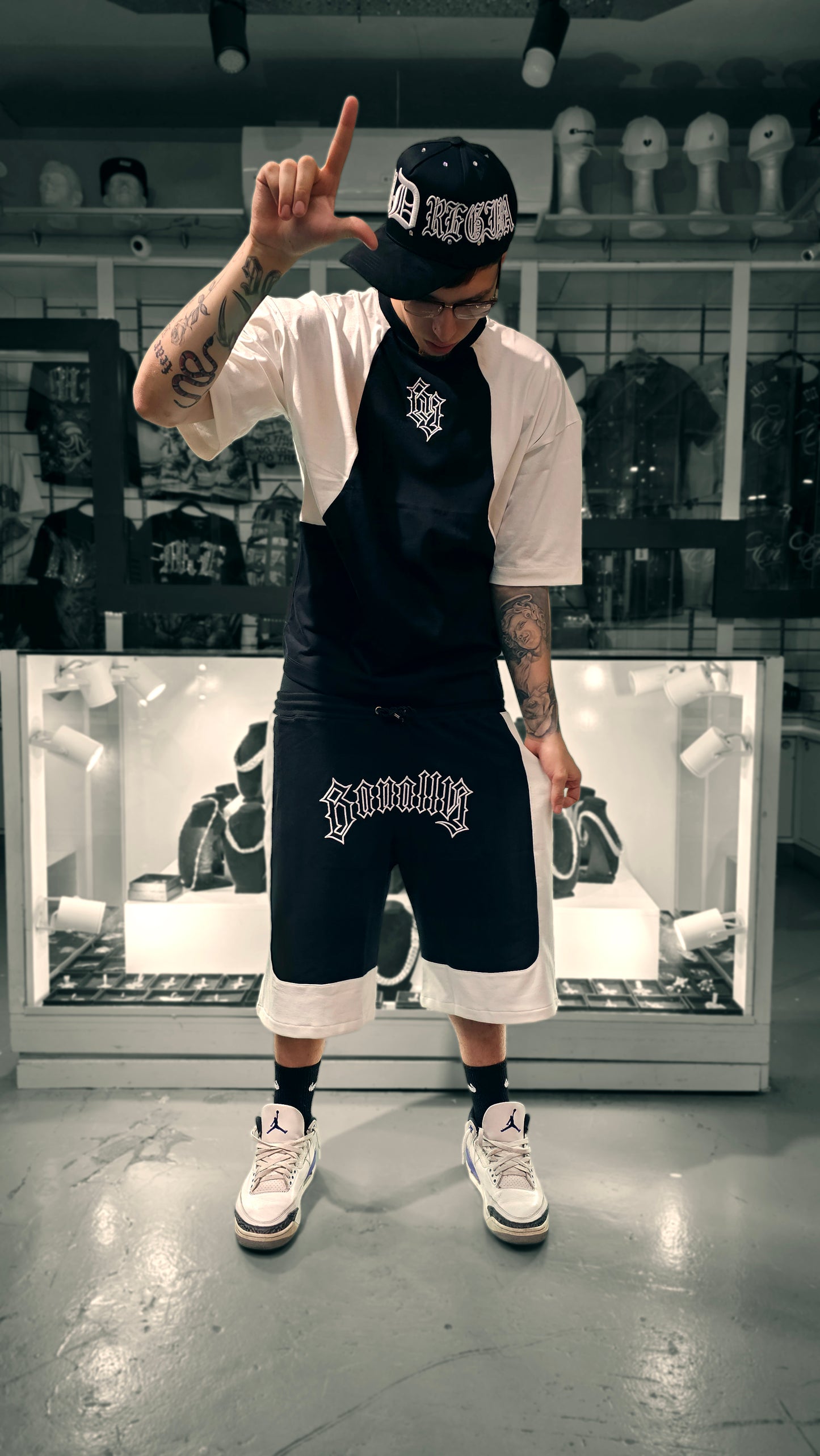 Short BANALLY Combinado - Blanco y Negro